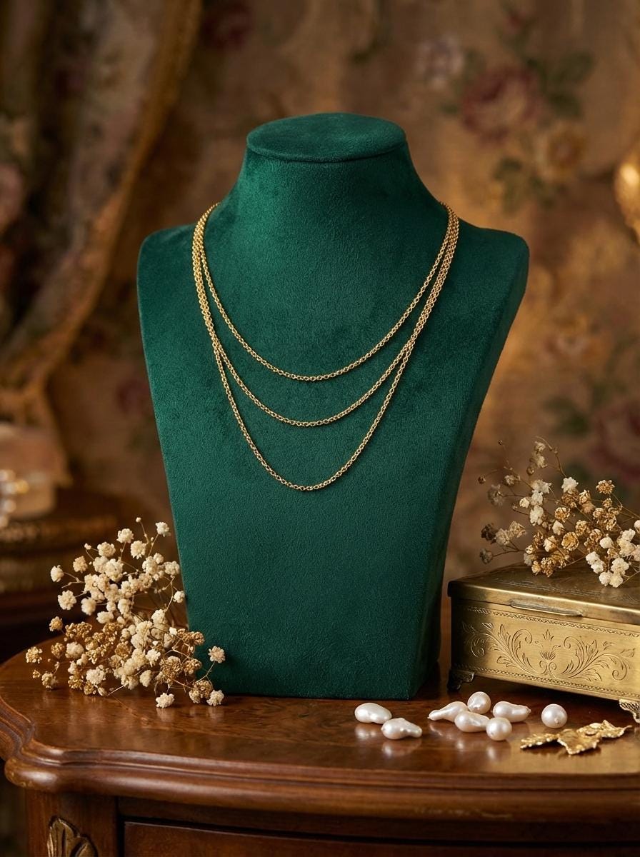 18k Gold Rolo Chain Necklace - 17.5 Inch - 2mm and 1.5mm Thickness