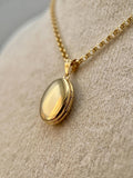 14k Real Gold Oval Locket Necklac,22 inch, Photo Memorial Pendant