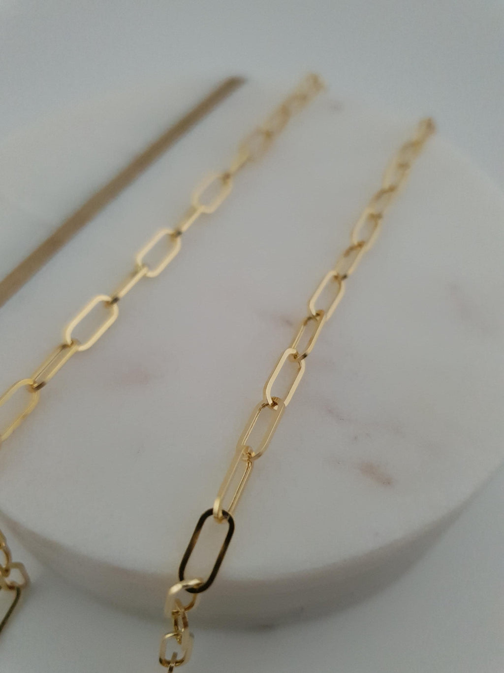 18k Gold Paperclip Chain Necklace: Real Gold Oval Link, 3.3MM Thickness