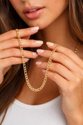 14K Real Gold Figaro Chain Necklace (5mm), Unisex, Birthday gift