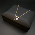 18K Gold Diamond Triangle Pendant Necklace: Geometric Charm