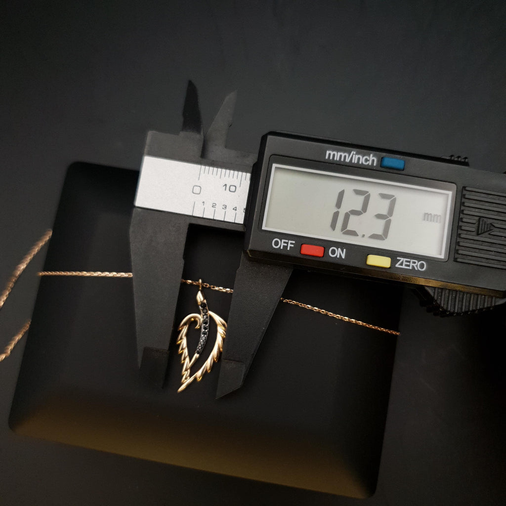 18K Gold Leaf Necklace with Black Accents