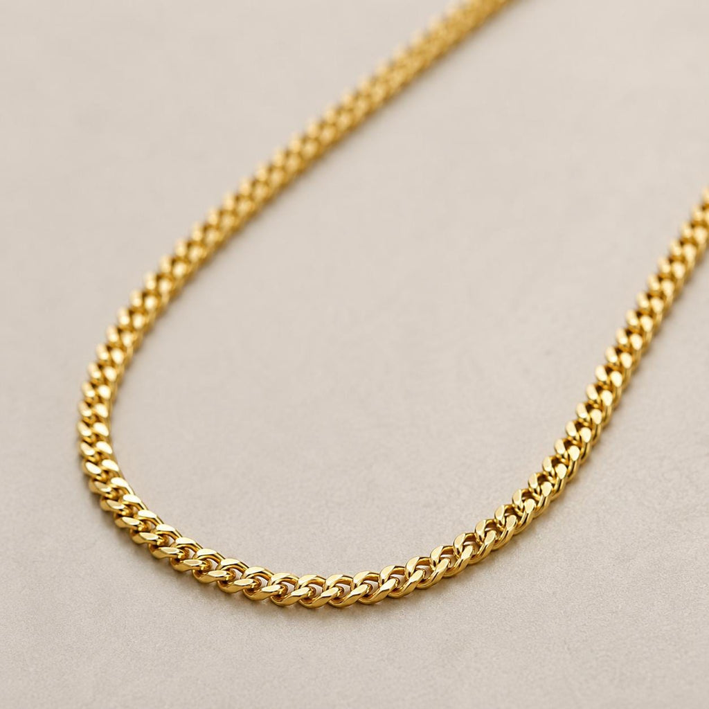 14k Gold Franco Chain Necklace - 1.5mm Foxtail Chain, Unisex, Birthday gift