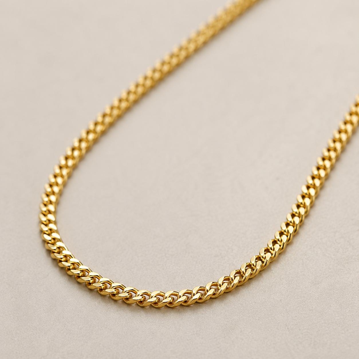 14k Gold Franco Chain Necklace - 1.5mm Foxtail Chain, Unisex, Birthday gift