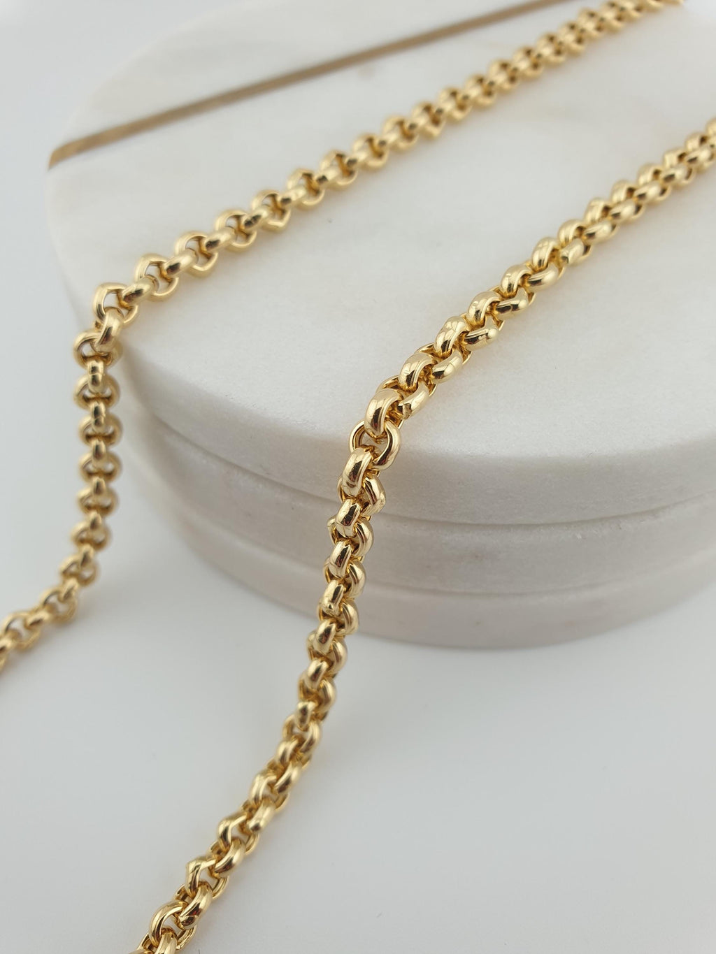 18K Solid Gold Rolo Chain Necklace – 24 Inch Length Fine Jewelry