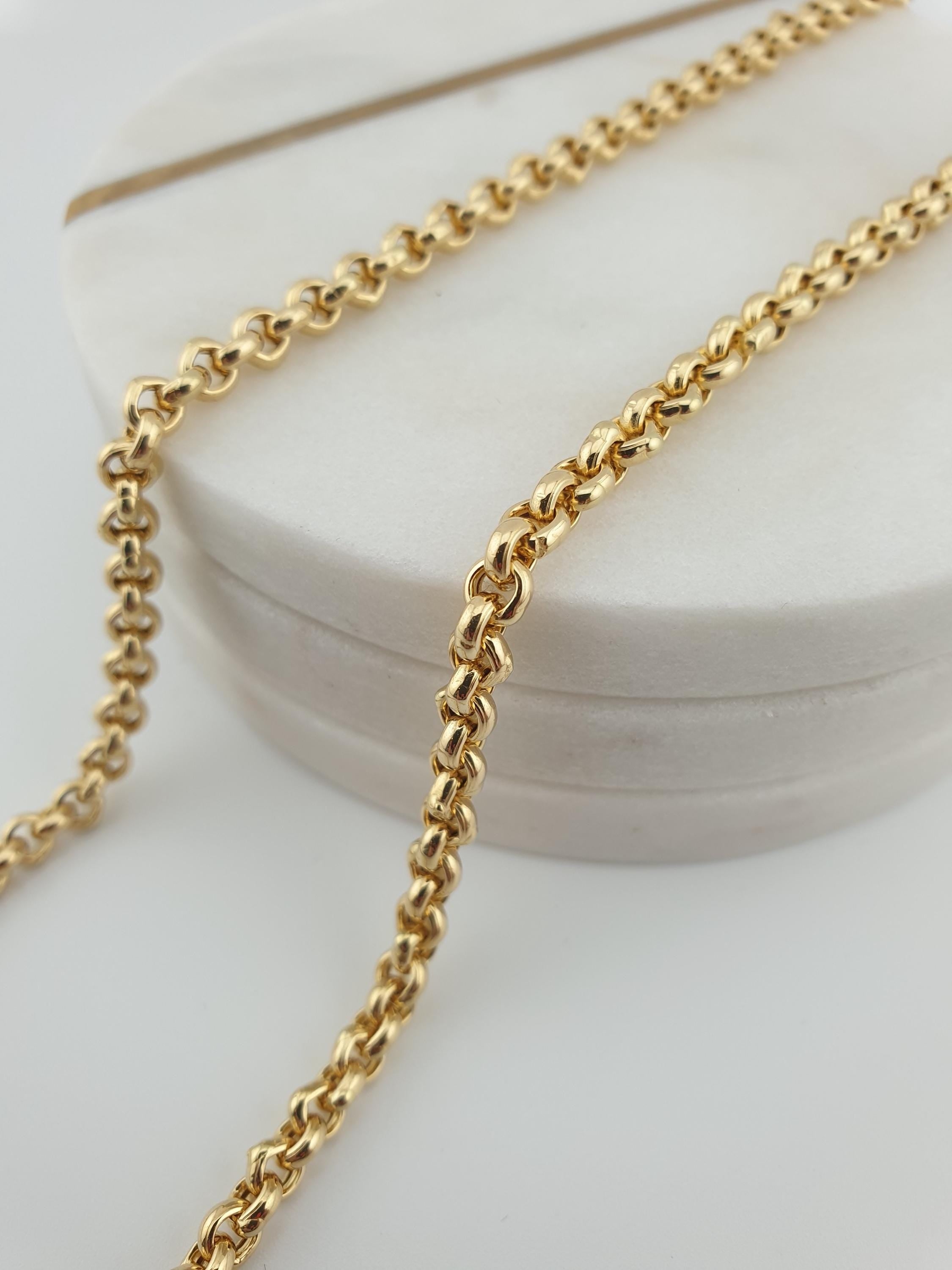 18K Solid Gold Rolo Chain Necklace – 24 Inch Length Fine Jewelry