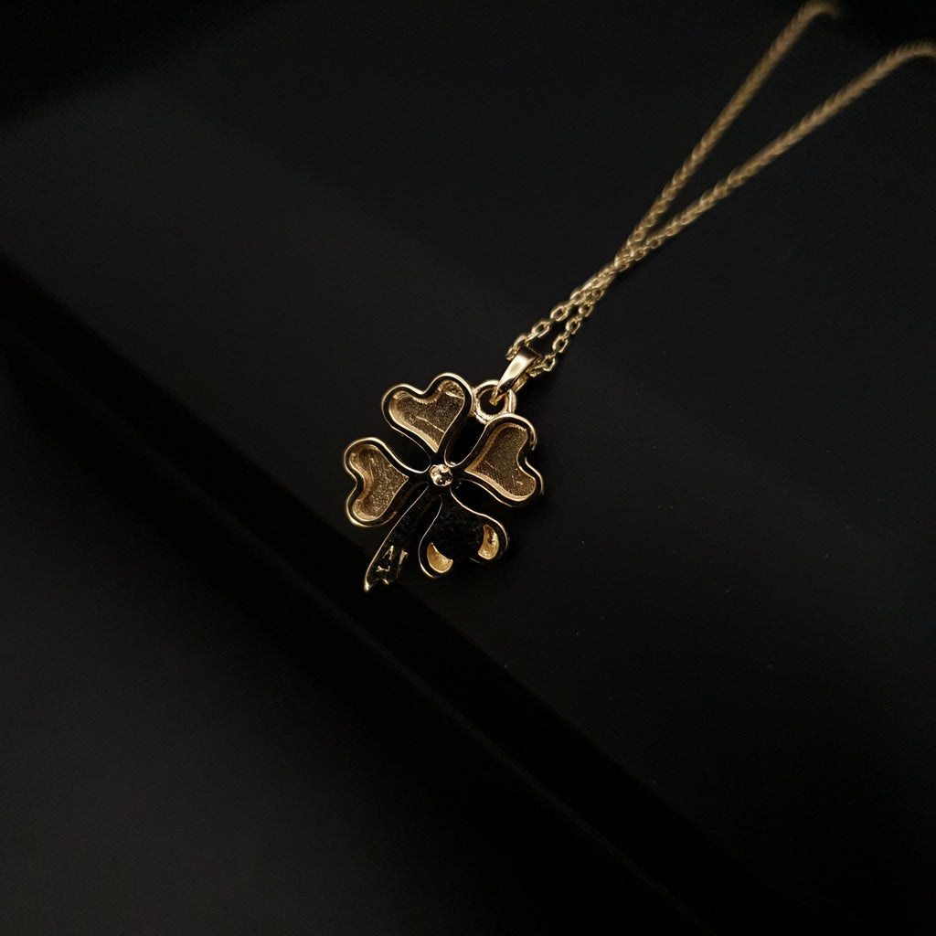 14K Gold Four Leaf Clover Necklace: Lucky Charm Pendant