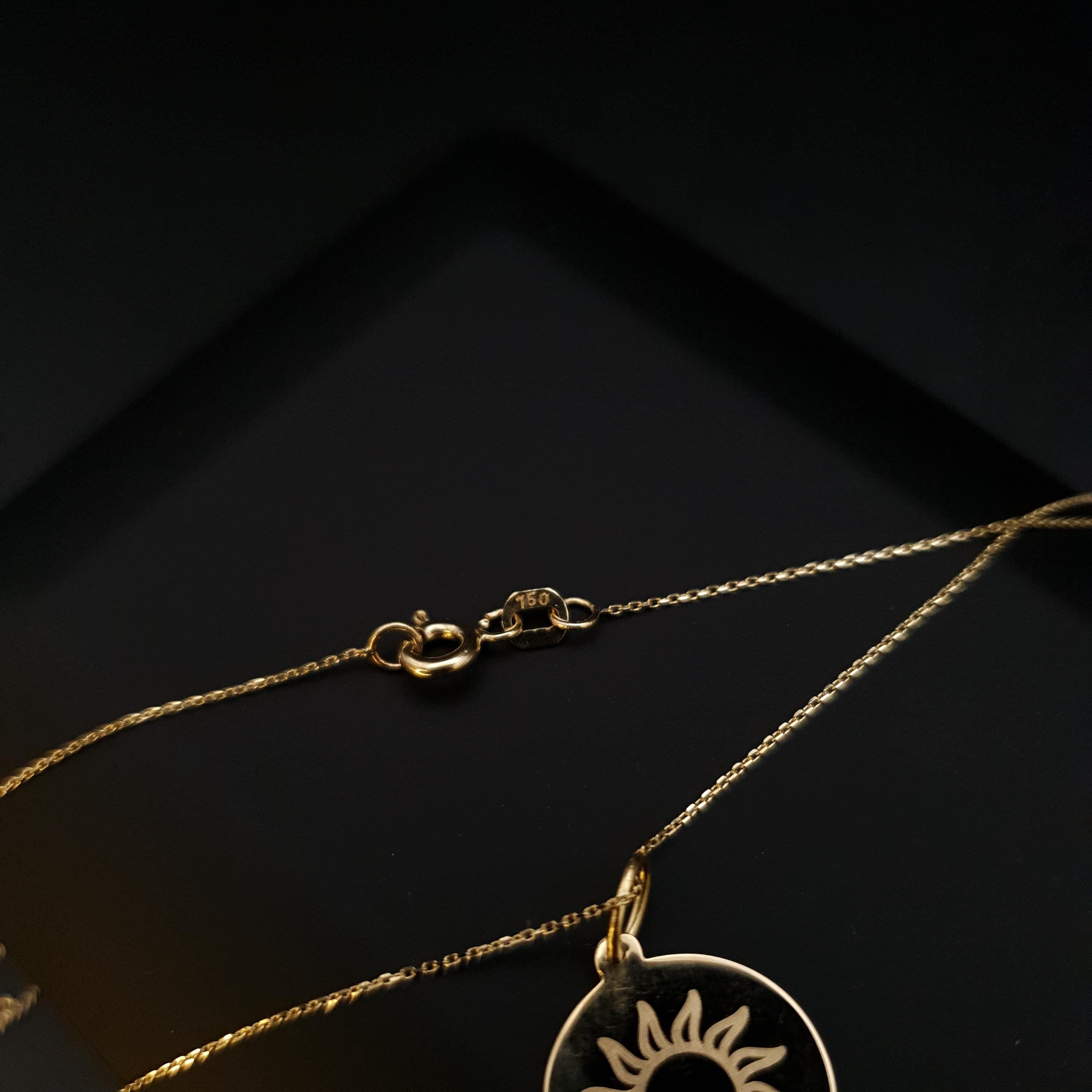 18K Gold Sun Symbol Pendant Necklace