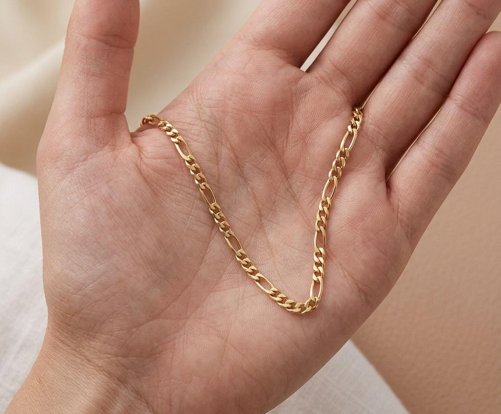 18K Real solid Gold Figaro chain, 20 inch lenght , 3.1mm, good for daily use