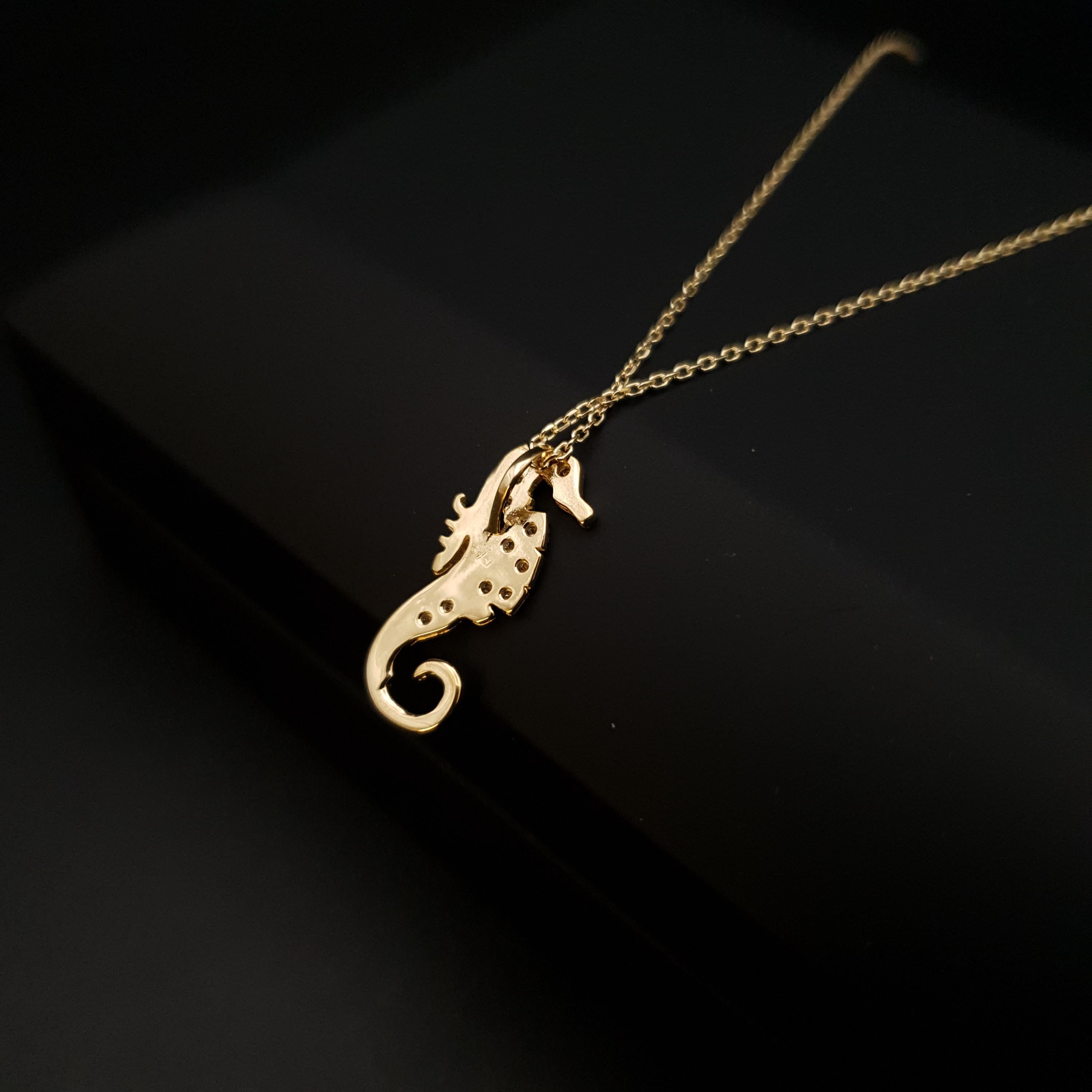 18K Real Gold Sea Horse Necklace, Pendant, charm , gift, birthday, Delicate Design, sea lovers