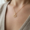 14K Gold Lotus Flower Pendant Necklace: Yoga Jewelry Gift