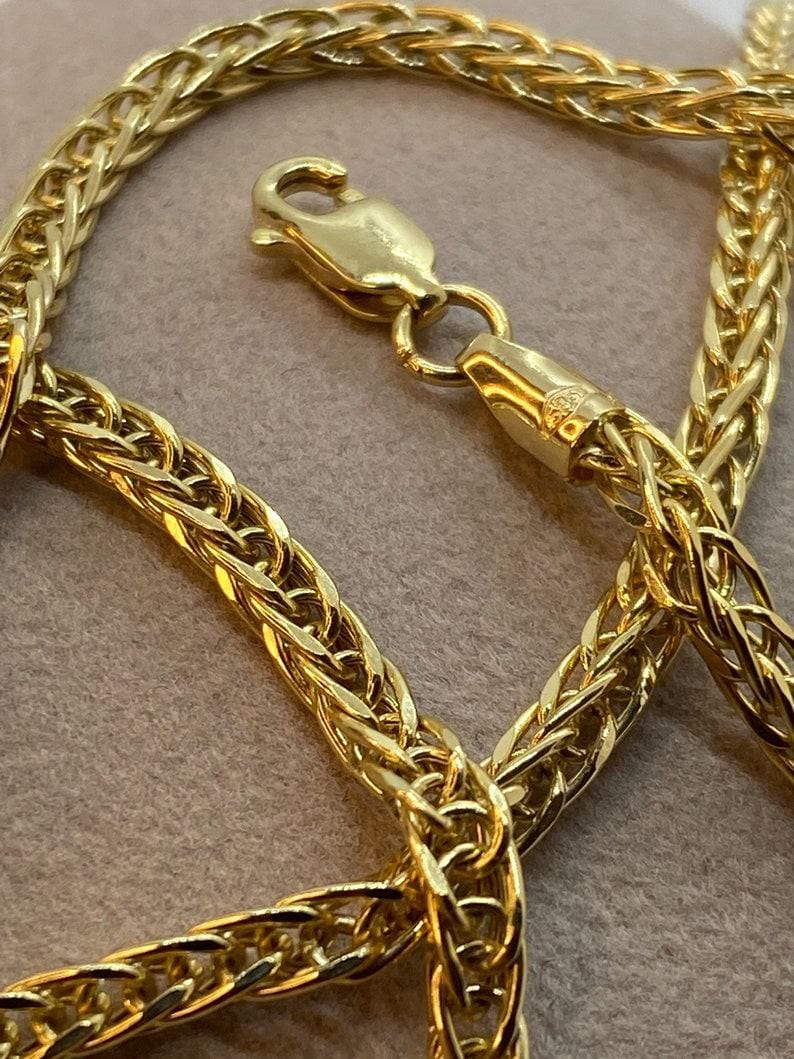 14K Real Gold  Franco Chain Necklace (4mm, 3mm), Unisex, Birthday gift, Foxtail Chain