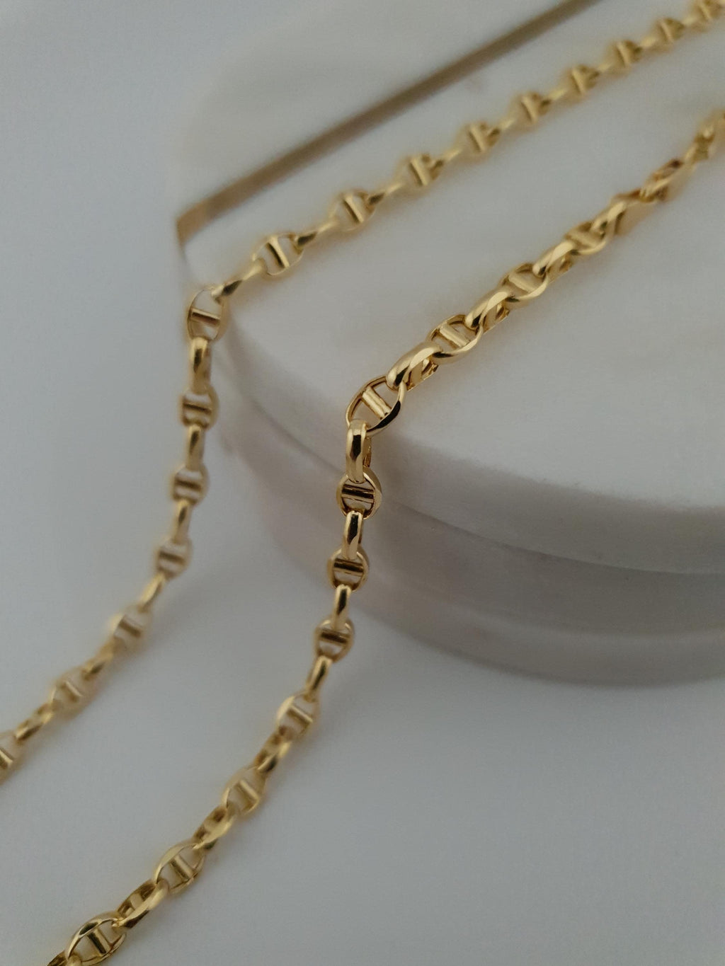 18K Solid Gold Anchor Chain Necklace – 3mm Minimalist Jewelry