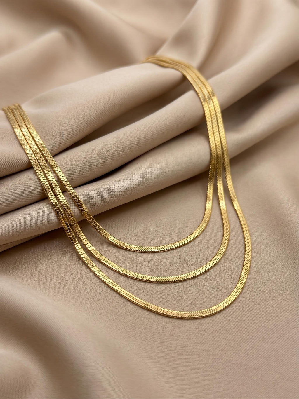 14k Real Gold Herringbone Snake Chain Necklace (2.6mm)