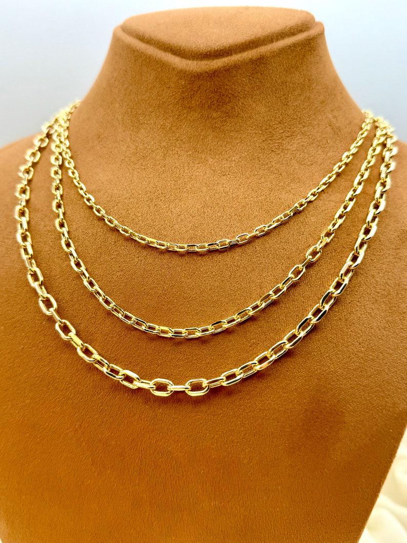 14K Real Gold Cable Chain Necklace, Paperclip Style, Trending Jewelry