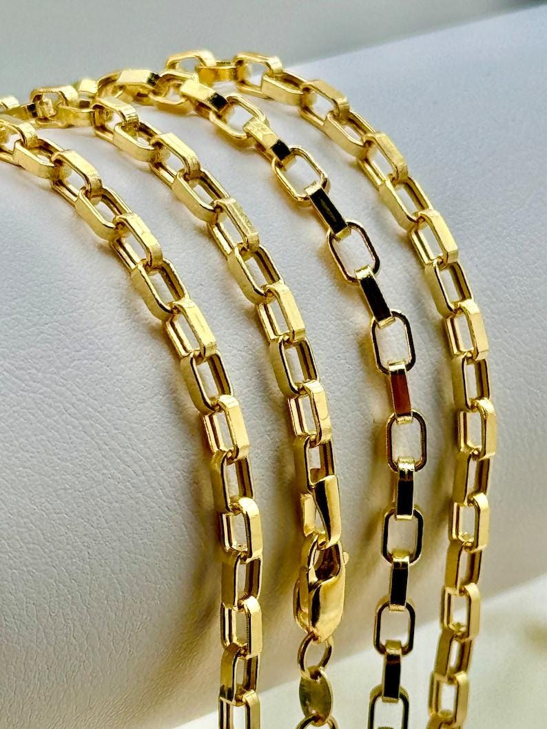 18k Gold Box Chain Necklace, 2.70mm Thickness, 18 Inch