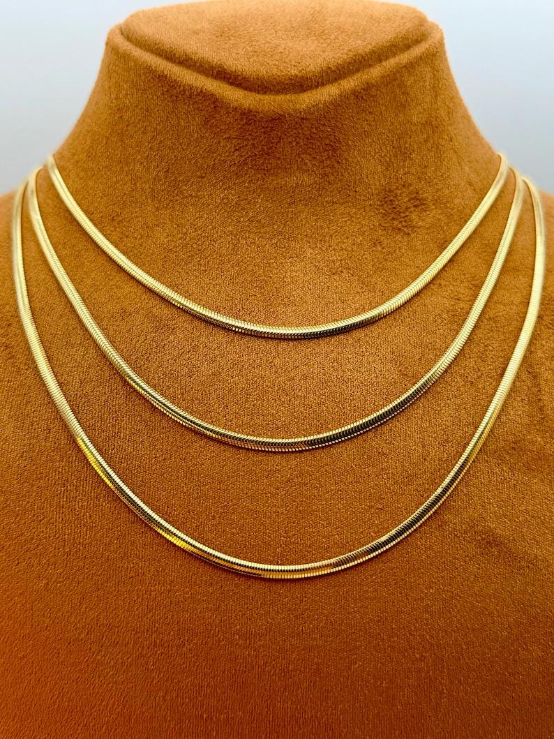 14k Real Gold Herringbone Snake Chain Necklace (2.6mm)
