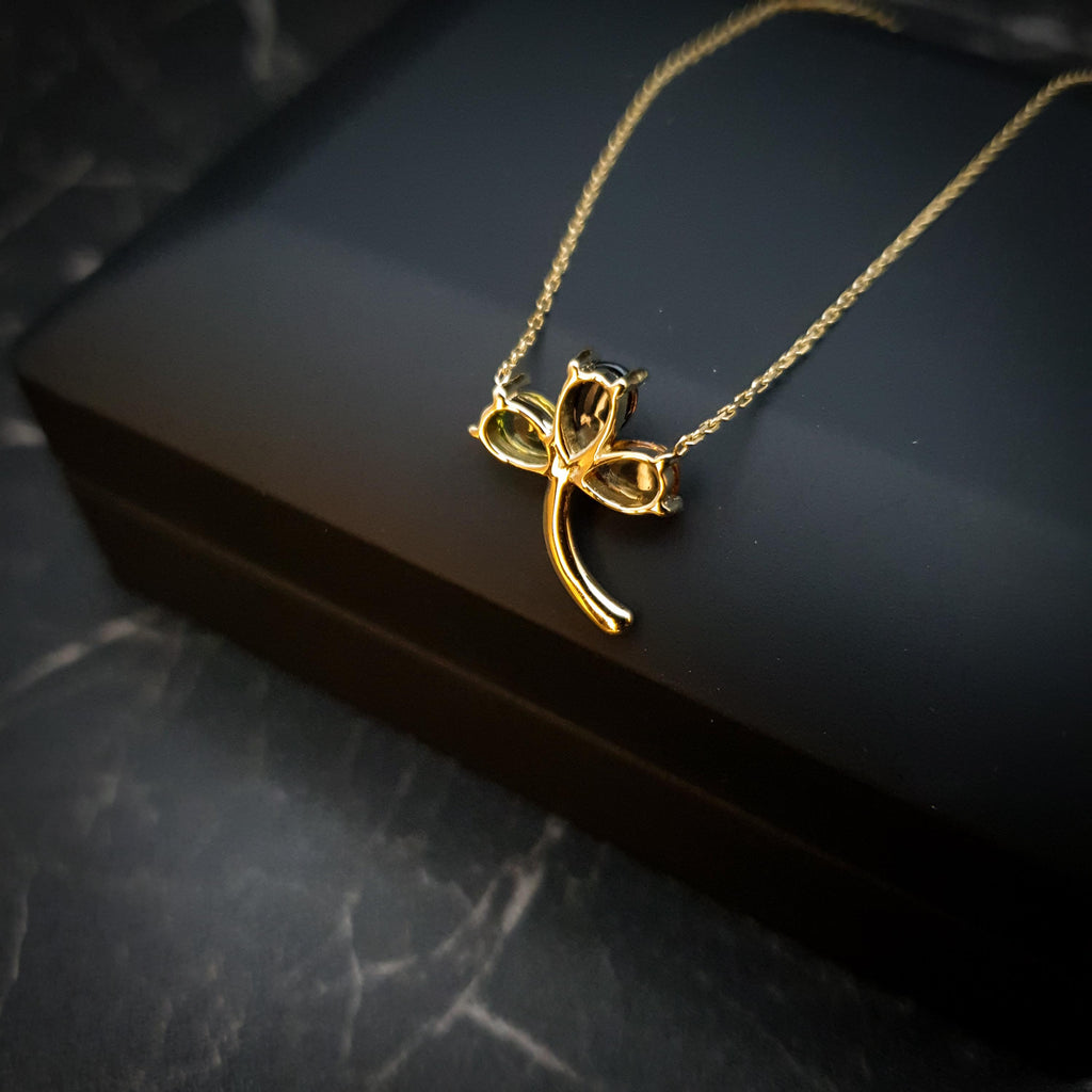 18K Gold Three Leaf Clover Necklace: Lucky Charm Pendant
