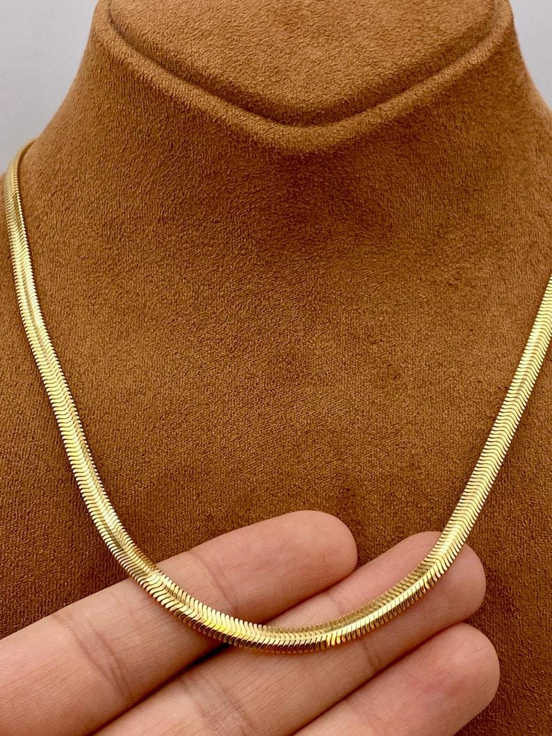 14k Real Gold Herringbone Snake Chain Necklace (3.5mm)
