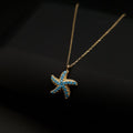 18K Gold Starfish Necklace: Turquoise Beach Design