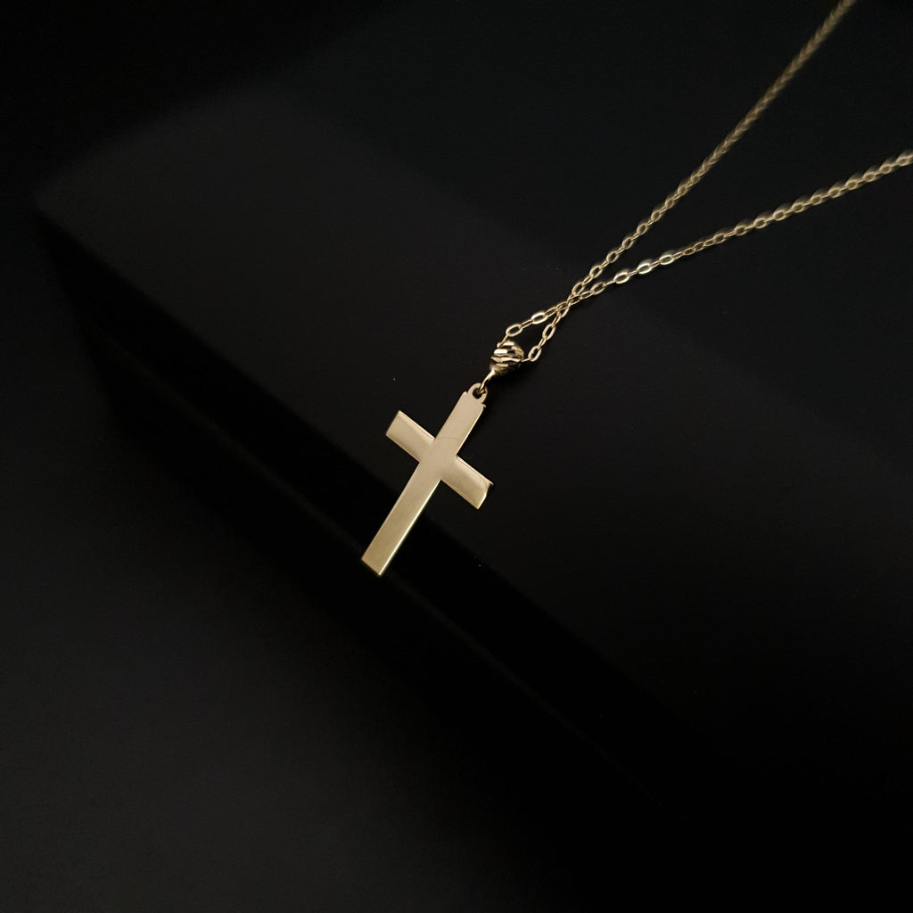 14K Real Gold Cross Necklace: Baptism Gift