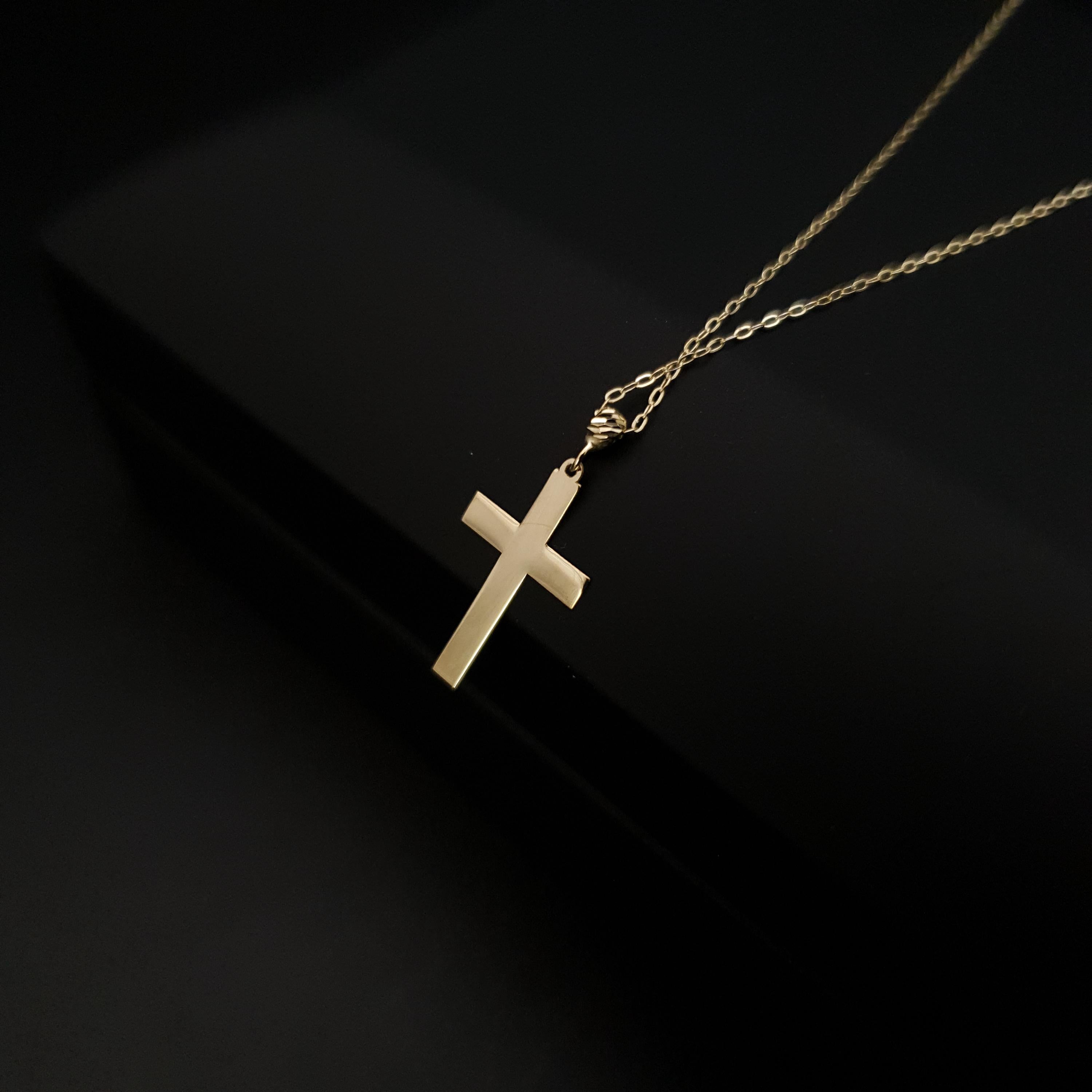 14K Real Gold Cross Necklace: Baptism Gift