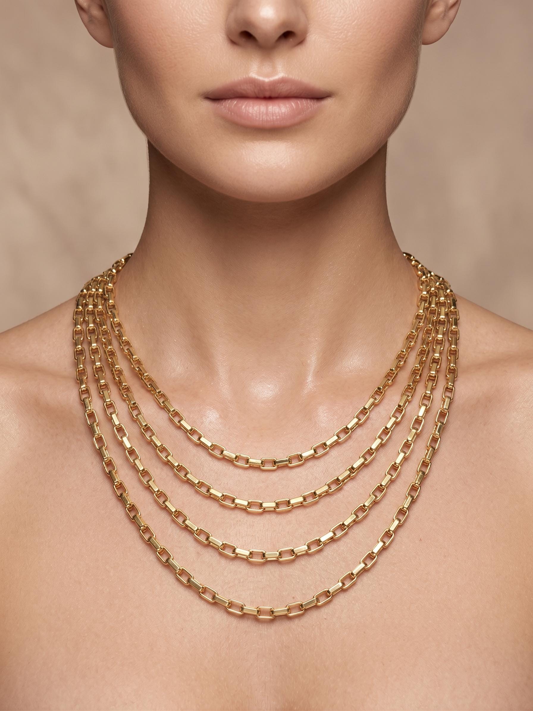 18k Gold Box Chain Necklace, 2.70mm Thickness, 18 Inch