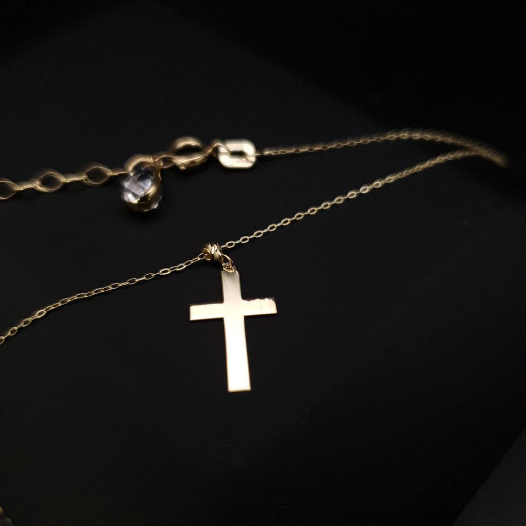 14K Real Gold Cross Necklace: Baptism Gift