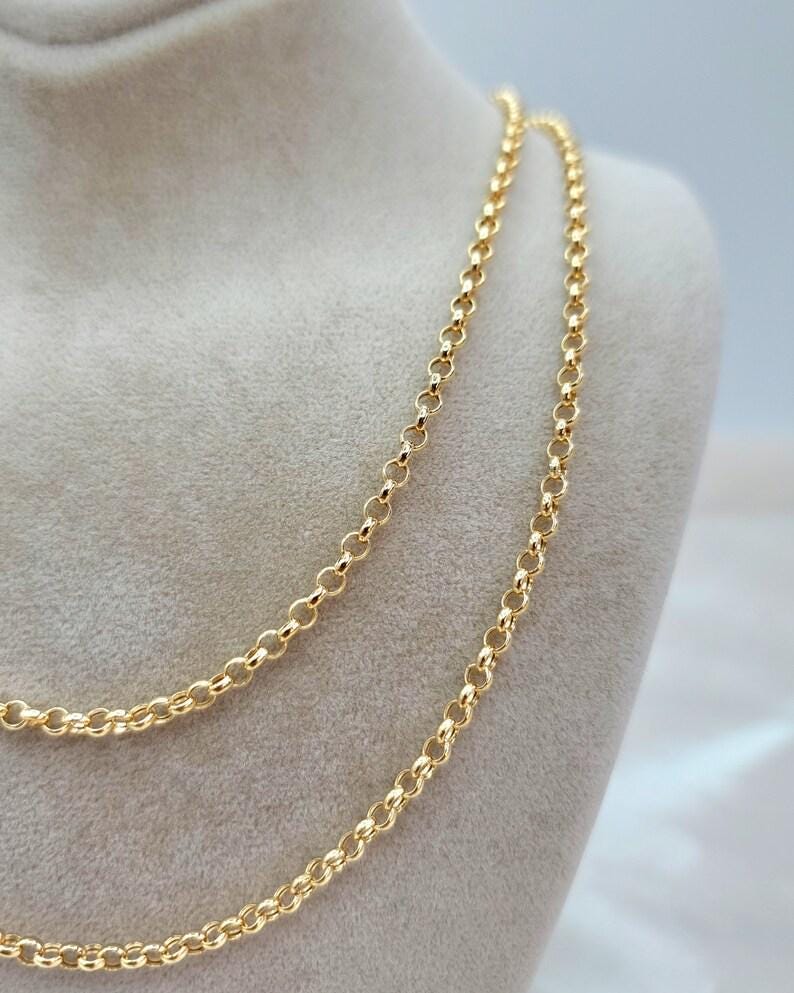 14k Real Gold Rolo Chain Necklace: 2mm,3mm,4mm. Unisex