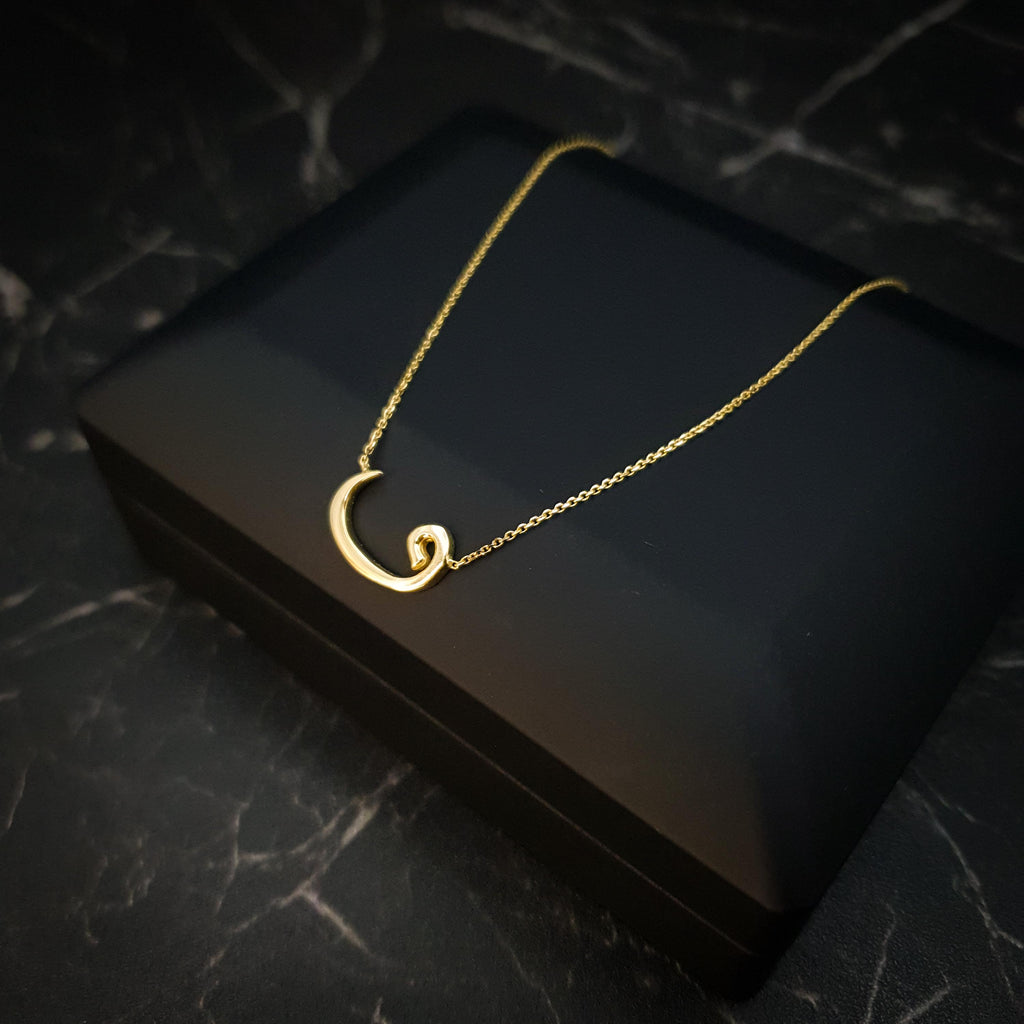 18K Gold Vav Letter Necklace: Persian Arabic Initial Pendant
