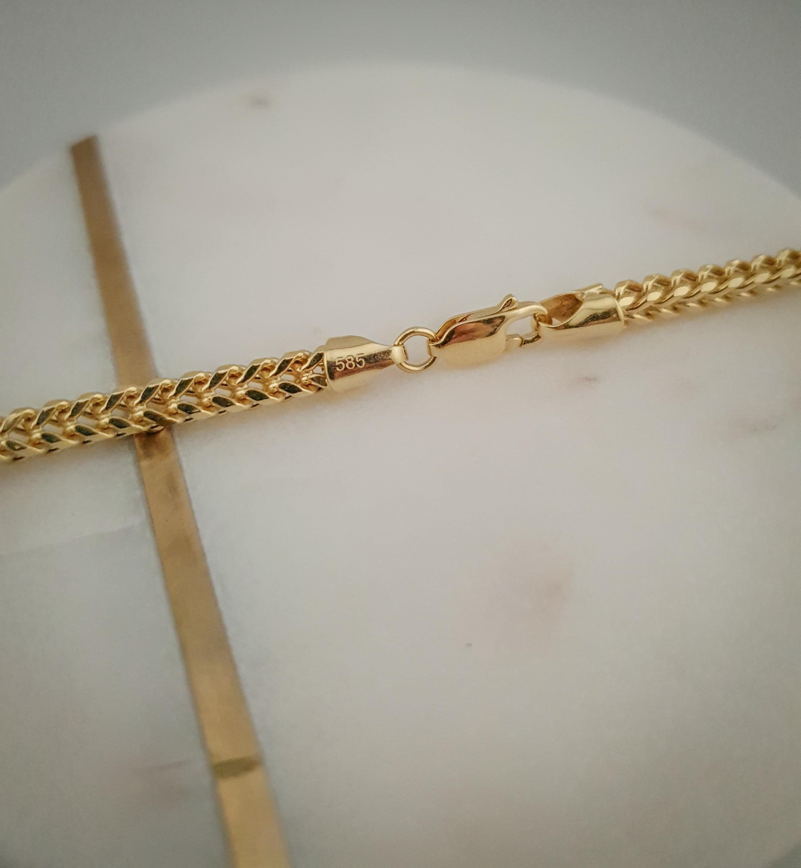 14k Solid Gold Diamond Cut Franco Chain Necklace (4.40mm, 20-21.5-24")