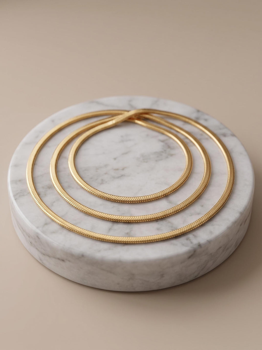 18k Solid Gold Herringbone Snake Chain Necklace , 2.6mm Thickness