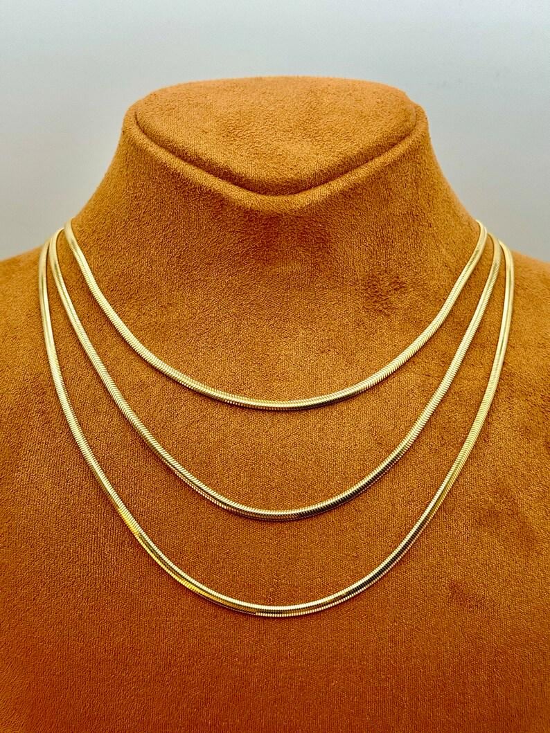18k Solid Gold Herringbone Snake Chain Necklace , 2.6mm Thickness