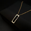 18K Gold Rectangle Necklace: Modern Geometric Charm
