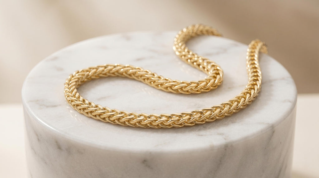 14K Real Gold  Franco Chain Necklace (4mm, 3mm), Unisex, Birthday gift, Foxtail Chain