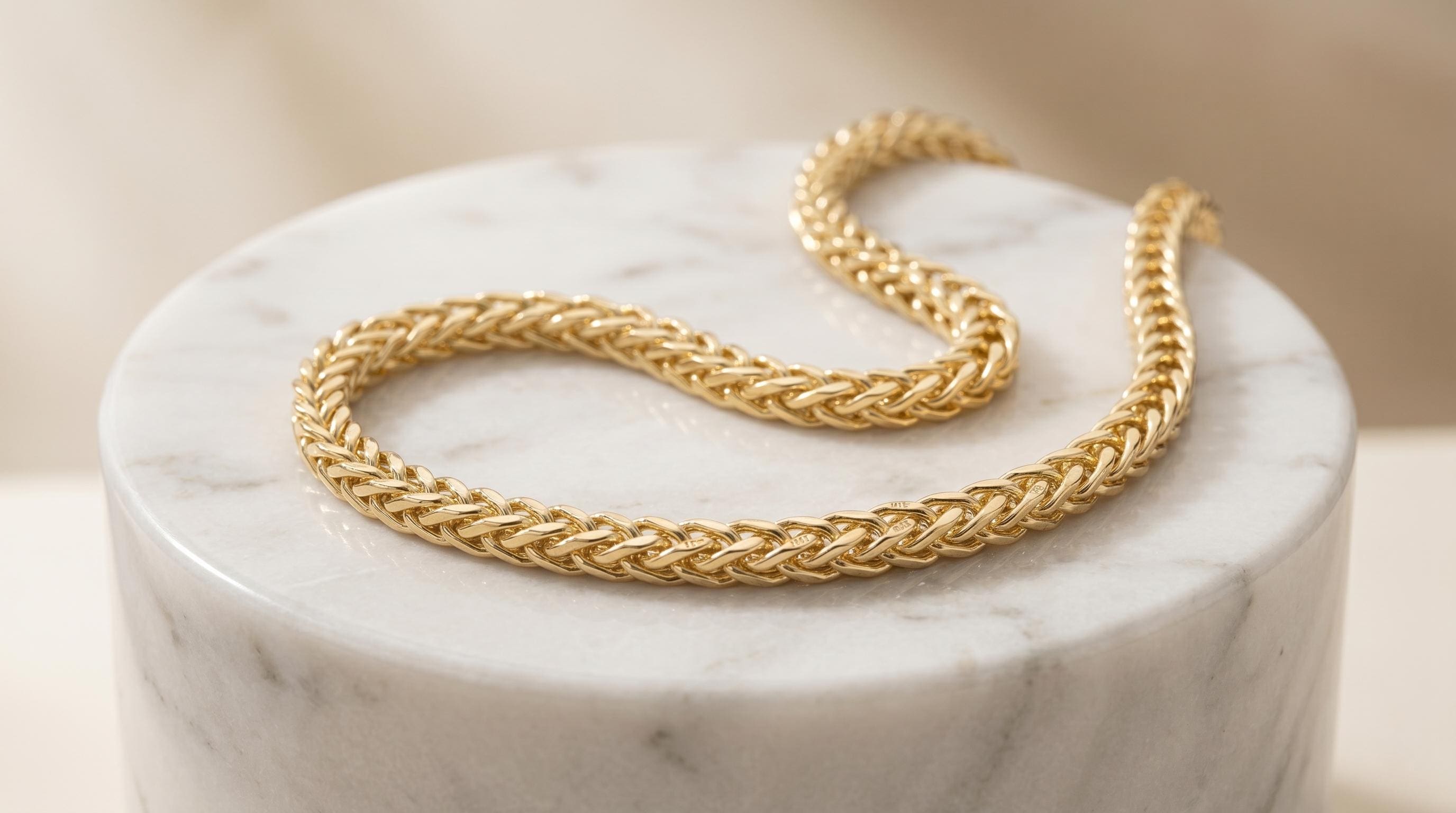 14K Real Gold  Franco Chain Necklace (4mm, 3mm), Unisex, Birthday gift, Foxtail Chain