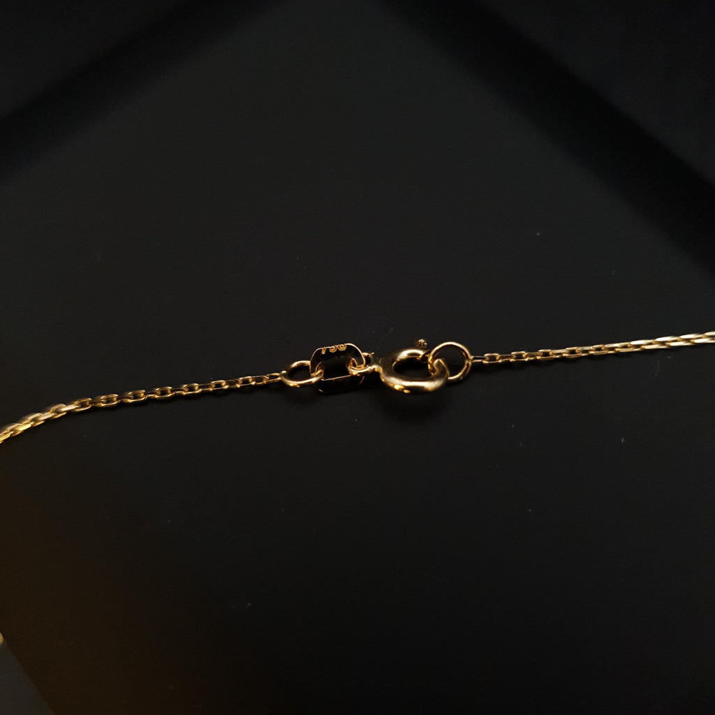 18K Gold Angel Pendant Necklace: Abstract Design, 17 Inch Chain