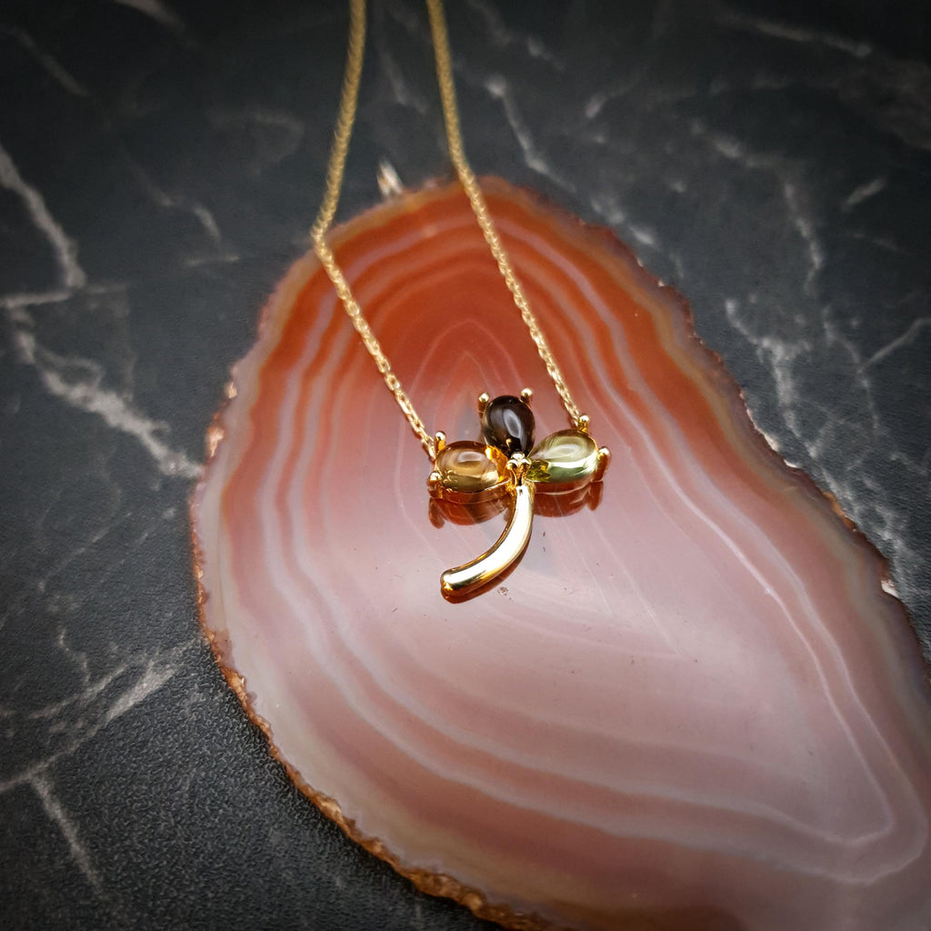 18K Gold Three Leaf Clover Necklace: Lucky Charm Pendant