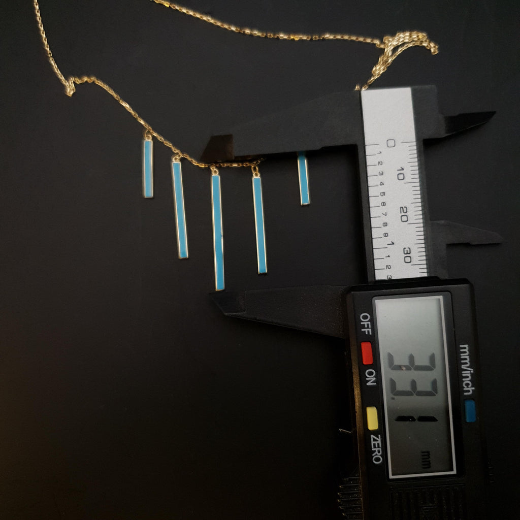 18K Gold Turquoise Bar Necklace: Dainty Modern Pendant