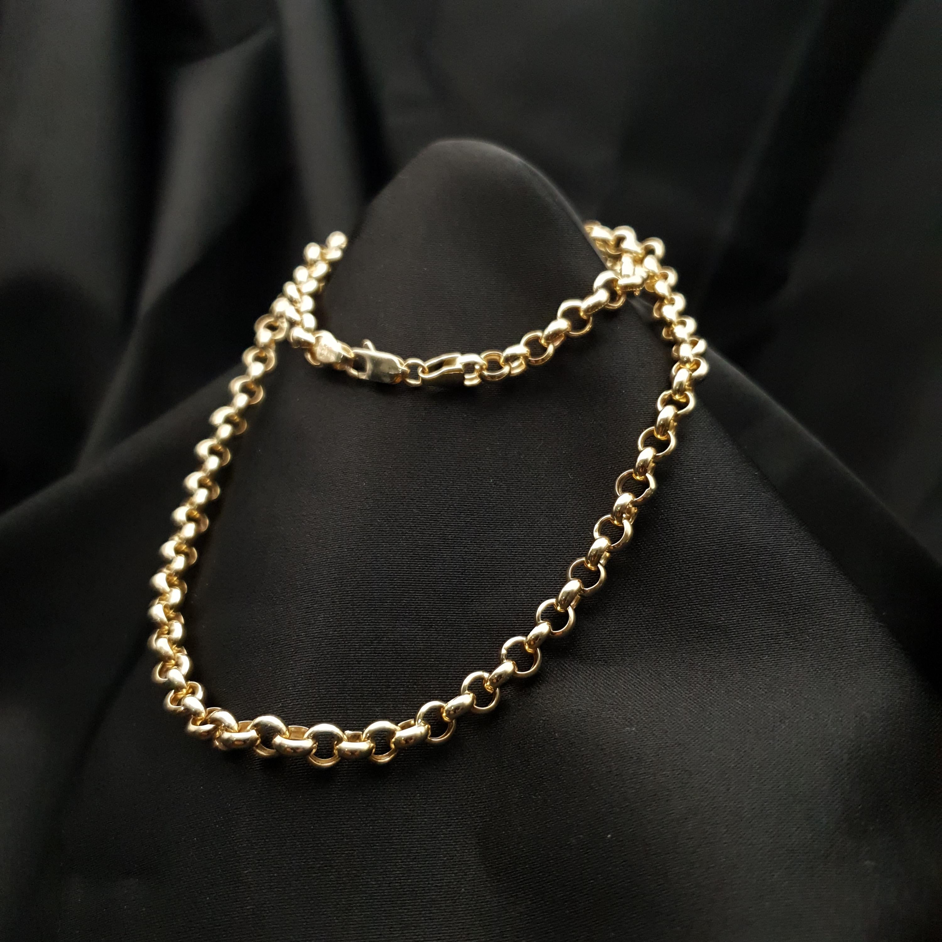 14k Real Gold Rolo Chain Necklace: 7mm or 6mm Unisex