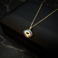 18K Gold Evil Eye Necklace: Two-Sided Amulet Pendant