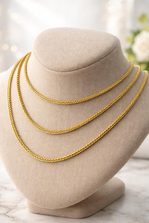 14k Gold Franco Chain Necklace - 1.5mm Foxtail Chain, Unisex, Birthday gift