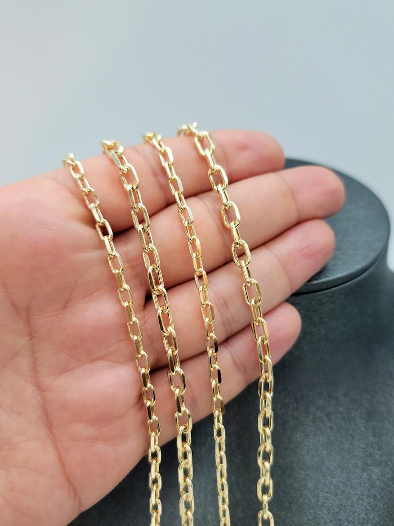 14K Real Gold Cable Chain Necklace, Paperclip Style, Trending Jewelry