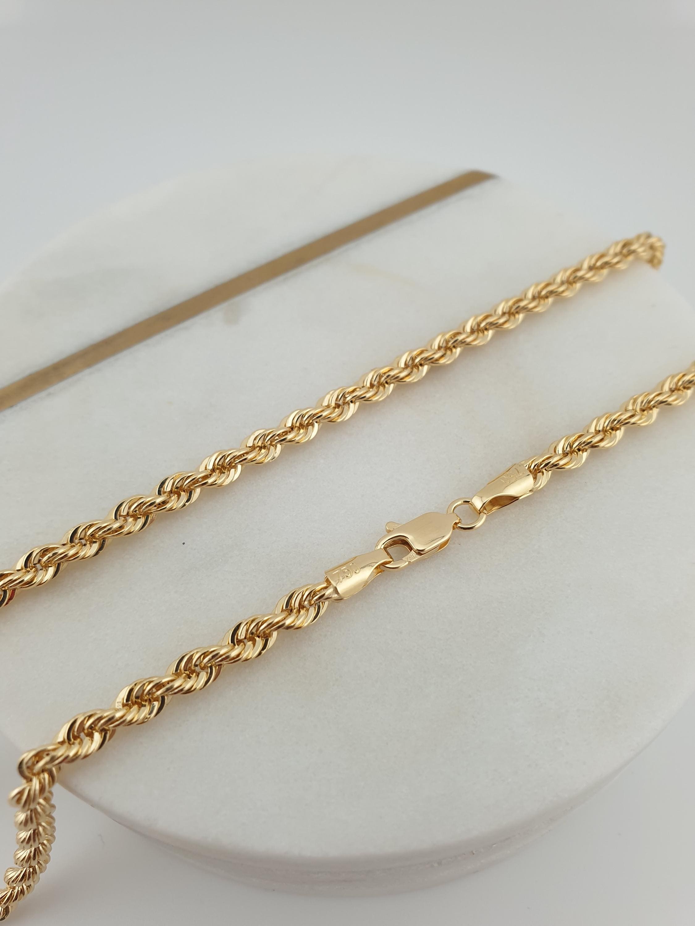 18K Gold Rope Chain Necklace 25 inch- 3.8mm Thickness – Twist Chain, Luxury Minimal Jewelry