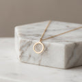 14K Gold Ring Necklace: Minimalist Circle Pendant, 18 inch Chain