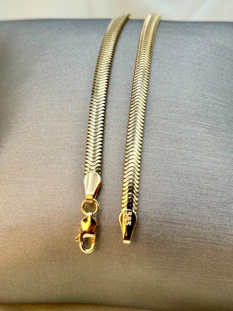 14k Real Gold Herringbone Snake Chain Necklace (3.5mm)