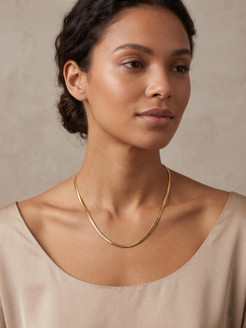14k Real Gold Herringbone Snake Chain Necklace (2.6mm)