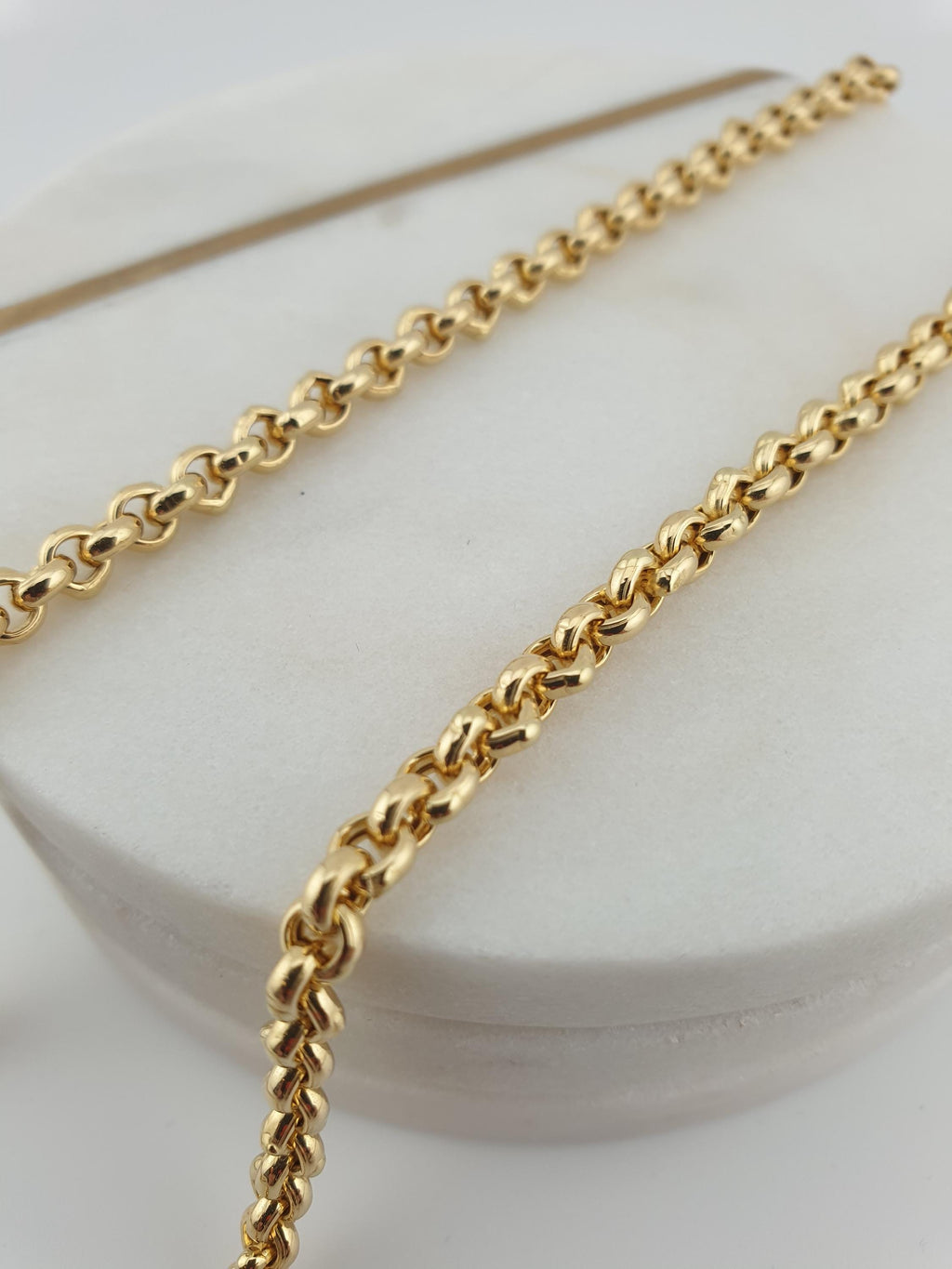 18K Gold Rolo Chain Necklace, Classic Round Link Chain, Unisex Fine Jewelry-24 inch