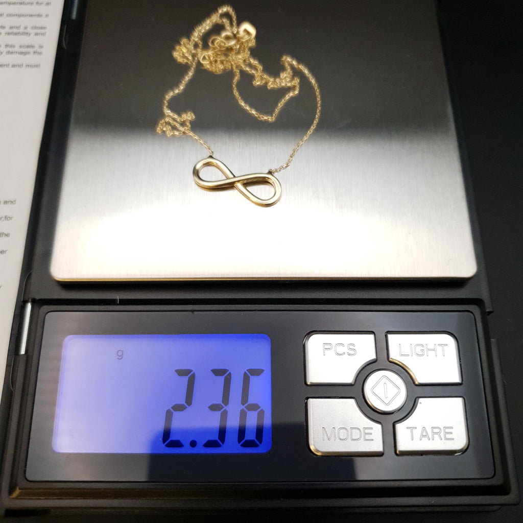 18K Solid Gold Infinity Necklace: Modern Eternity Pendant