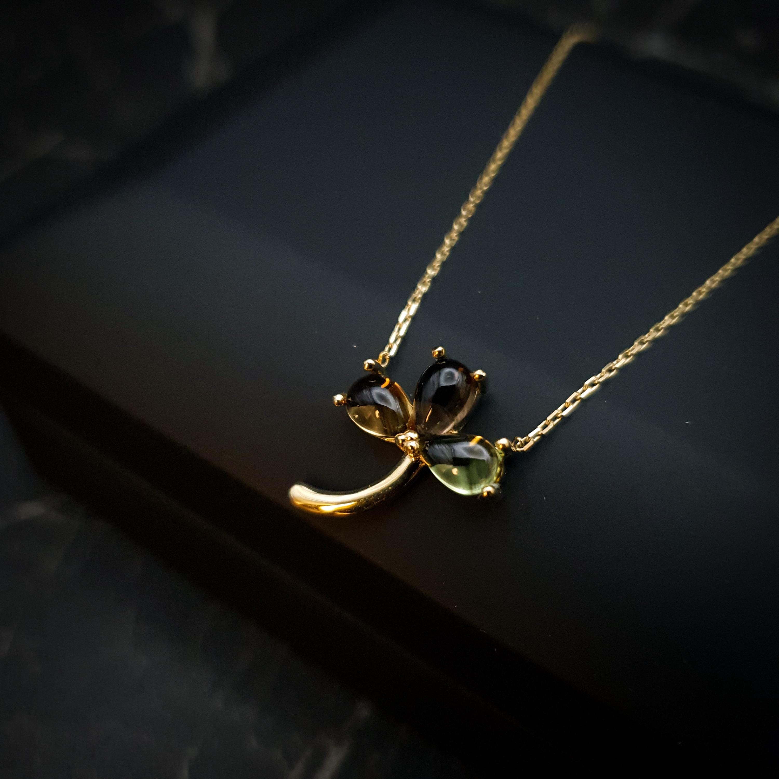 18K Gold Three Leaf Clover Necklace: Lucky Charm Pendant